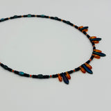 Rebecca Beaded Necklace in Navy Blue and Soft Orange