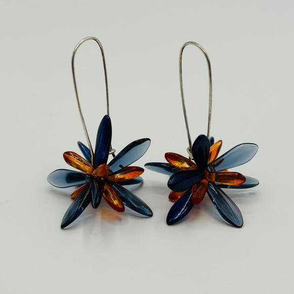 Eileen Earrings in Blue and Soft Orange