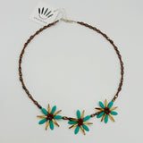 Anna Beaded Necklace in Chestnut and Soft Turquoise