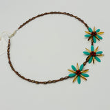 Anna Beaded Necklace in Chestnut and Soft Turquoise