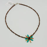 Elizabeth Beaded Necklace in Warm Chestnut and Soft Turquoise