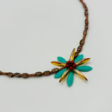 Elizabeth Beaded Necklace in Warm Chestnut and Soft Turquoise