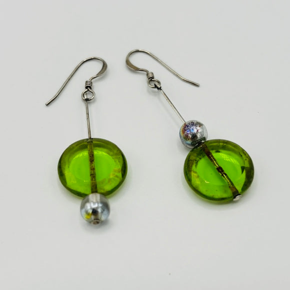 Penelope Earrings with Green Statement Bead