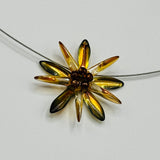 Elizabeth Necklace in Dark Beige and Shiny Yellow with a Brown Center
