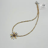 Elizabeth Necklace in Cream, Silver with a Touch of Purple