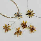 Elizabeth Necklace in Dark Beige and Shiny Yellow with a Brown Center