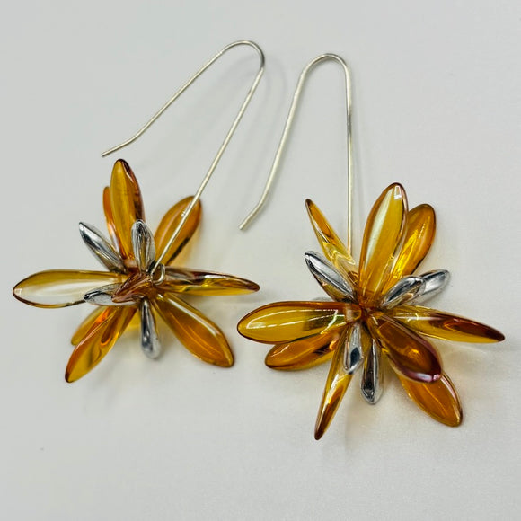 Natalie Earrings in Dark Beige with Silver Accents