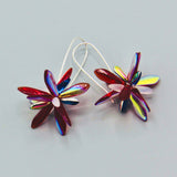 Eileen Earrings in Shiny Red with White and Blue Center