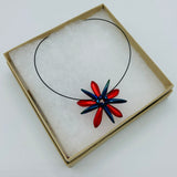 Elizabeth Necklace in Pearly Red and Shiny Blue