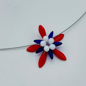 Elizabeth Necklace in Blue and Red with White Center