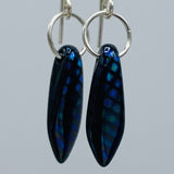Shelalee Jane Earrings in Metallic Blue Czech Glass Beads Sterling Silver
