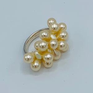 Shelalee Petra Ring in Pearly White Czech Glass Beads