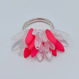 Shelalee Wendy Ring Pink Neon White Czech Glass Beads Sterling Silver