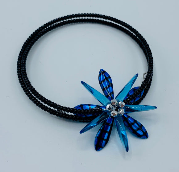 Zoe Beaded Bracelet with Sapphire Blue Flower