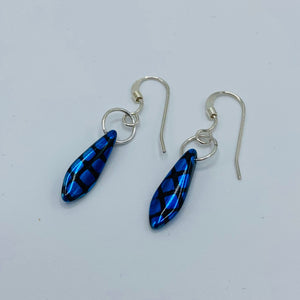 Shelalee Jane Earrings in Blue Czech Glass Beads Sterling Silver