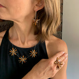 Shelalee Jewelry Metallic Golden Black Czech Glass Dagger Beads