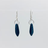Shelalee Jane Earrings in Metallic Blue Czech Glass Beads Sterling Silver
