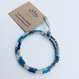 Shelalee Whitney Bracelet in Blue Silver Czech Glass Beads