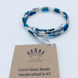 Shelalee Whitney Bracelet in Blue Silver Czech Glass Beads