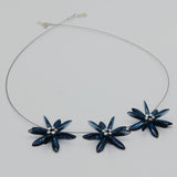 Shelalee Anna Necklace Metallic Navy Blue Silver Czech Glass Dagger Beads