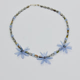Anna Beaded Necklace in Matte Frosty Blue with Gray Accent
