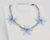 Anna Beaded Necklace in Matte Frosty Blue with Gray Accent