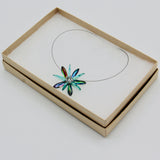 Elizabeth Necklace in Turquoise with Shiny Multicolor and Silver Accents