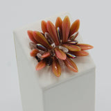 Wendy Ring in Coral Pink with Olive Green Undertone and Silver Crystal Accent