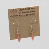 Shelalee Jane Earrings Living Coral Peach Czech Glass Dagger Sterling Silver