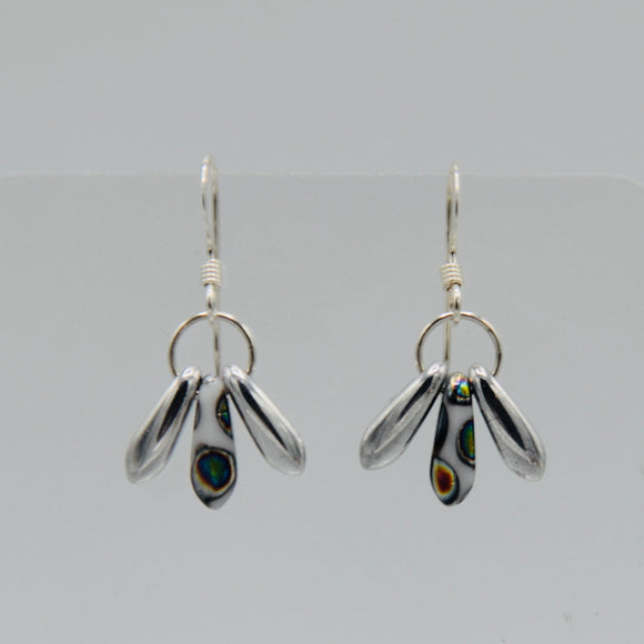 Janet Earrings in Silver with Rainbow Polkadots