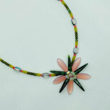 Elizabeth Beaded Necklace in Pink and Tropical Green