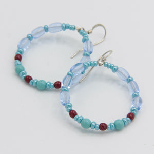 Hannah Earrings In Blue, Green and Deep Red
