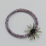 Zoe Beaded Bracelet in Purple and Matte Olive Gray