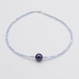 Nora Necklace in Matte Light Blue with Large Pearl