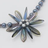 Elizabeth Beaded Necklace in Smoky Blue with Pearls