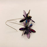 Natalie Earrings in Metallic Laser-Etched Black with Purple