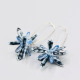 Eileen Earrings in Black and Blue Marble Design