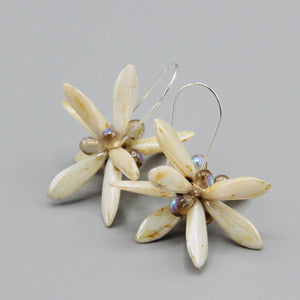 Eileen Earrings in Off-White with Stone Finish