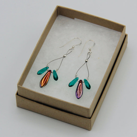 Janet Maxi Earrings in Shiny Multicolor and Turquoise with Silver