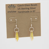 Shelalee Jane Earrings Gold Laser Etched Czech Glass Beads Sterling Silver