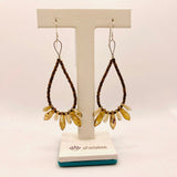 Amanda Earrings Beaded in Transparent Agate Brown with Zebra Striped Design