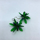 Emma Earrings in Matte Green with Iris Accents