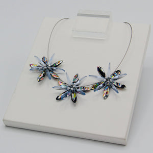 Anna Necklace in Black Metallic Silver with Light Blue
