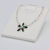 Elizabeth Beaded Necklace in Matte Pink and Green