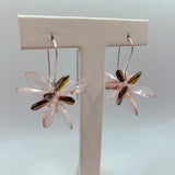 Eileen Earrings in Transparent Pink and Shiny Browns