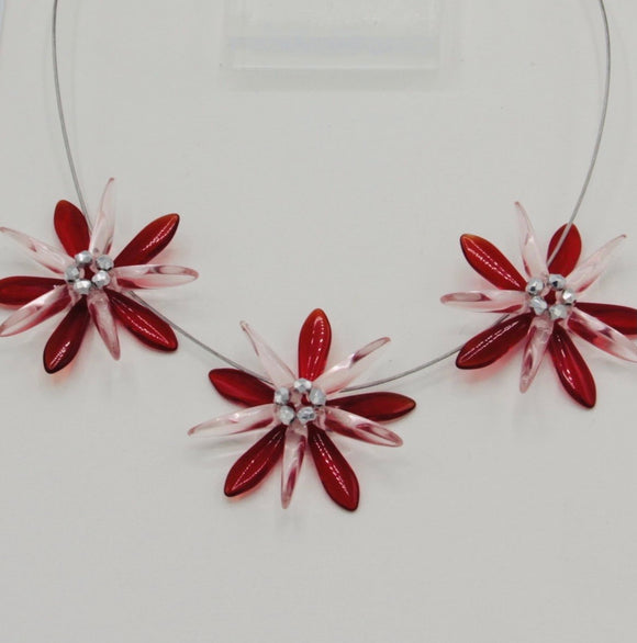 Anna Necklace in Red and Pink with Silver Accents