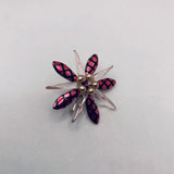 Madeleine Pin in Pink Crosshatch with Pearl Center