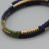 Whitney Bracelet in Green, Navy Blue and Matte Gold