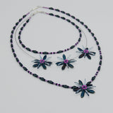 Anna Layered Necklace in Classic Denim Blue and Magenta