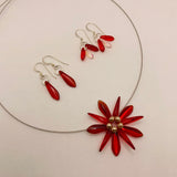 Janet Earrings in Red and Shiny Pale Pink